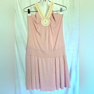 ( Soprano ) Blush Pink Halter Dress with Crochet Detail - S, M